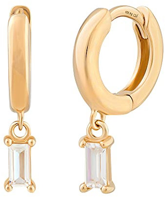 cai Damen Creole 925/- Sterling Silber 1,6cm Glänzend Zirkonia gelb 358210215V