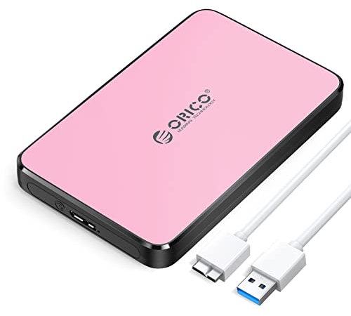 ORICO 2.5 Inch Hard Drive Enclosure, 5Gbps USB 3.0 External Hard Drive Case for 2.5inch 9.5mm 7mm SATA III SSD HDD Up to 6TB, with 4 Colors to Choose, Support UASP (2588U3, Pink)