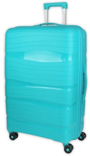 Leoodo Hartschalen-Koffer, Leichter Polypropylenkoffer schlagfest, Trolley Reisekoffer Handgepäck mit 4 Rollen TSA-Schloss, Koffer Standard Farbe:Grün, Koffer Standard Größe:XL(77CM)