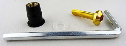 10er Set eloxierte Motorrad Aluminium Schrauben Innensechskant Linsenkopf mit Gummi Gold mit Unterlegscheiben und gummigelagerte Kontermutter M6 x 20