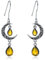 VONALA Keltische Mond-Ohrringe für Damen, 925er Sterlingsilber, Citrin, baumelnde Tropfen, Gelb, November, Geburtsstein, baumelnde Ohrringe, Mondschmuck, Geschenke für Frauen, Teenager, Mädchen