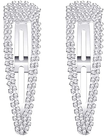 Lot de 2 pinces à barrette, pinces à cheveux argentées, pinces à cheveux pour filles, pinces à barrette à pression, accessoires de cheveux réutilisables pour femmes, filles et enfants