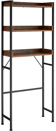 TecTake® Scaffale da Bagno Alto, Stile Industriale, Tre Ripiani con Bordi a Listello, Scaffale Salvaspazio, Ideale per Bagno, Cucina, Libreria, 67x25x165,5cm - Legno Industriale Scuro, Rustico