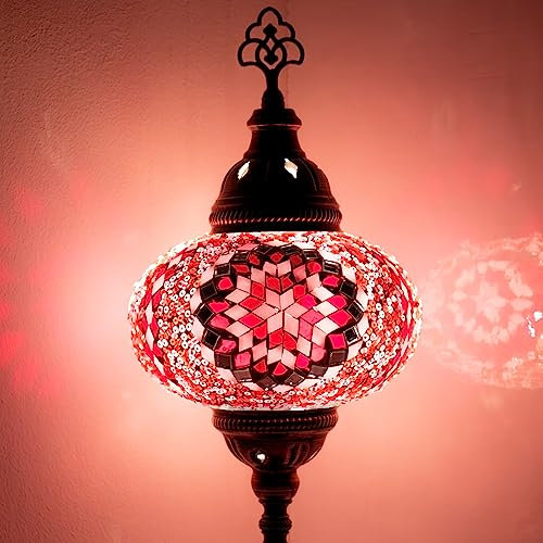 10 Variationen Orientalische Marokkanische Mosaik Tischampe Handgefertigte Türkische Dekorative Mosaiklampe (9-Rosa)