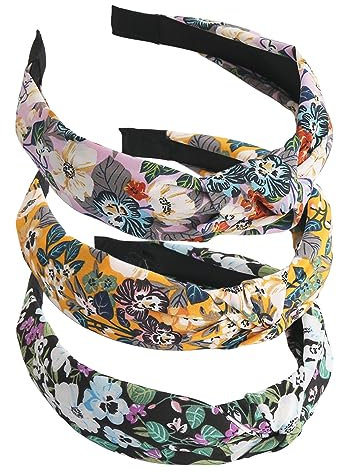 scicent Haarreif 3 Stück Haarreifen Damen Breit Retro Stirnband Haarreifen Vintage mit Knoten Haarband Stoff Haarreif für Frauen Mädchen Lieferungen, 15903