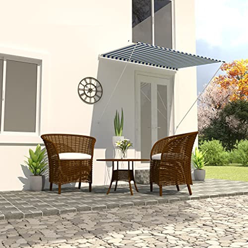 Terrassen-Markisen,Gelenkarmmarkise Einziehbare Markise 200×150 cm Blau Und WeißIdeal FüR Den Einsatz Im Freien, Für Türen, Eingänge, Außenbereiche