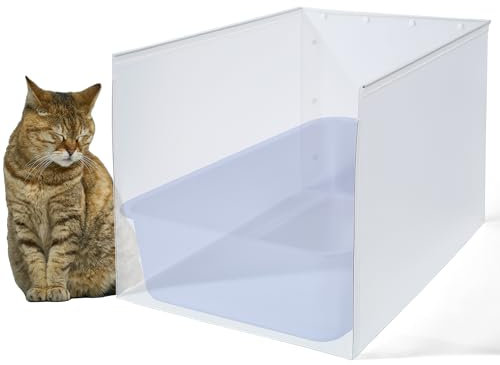 JIMEIQI 1 x großes Katzentoiletten-Gehäuse, Urinierschild, hohe Seitentoilette, Katzentoilette, Spritzschutz, Katzenklo mit Schild