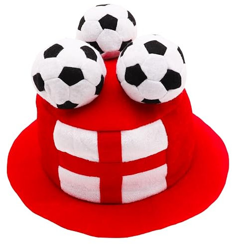 Toyland® Angleterre Chapeau Haut de Forme Fantaisie pour Fan de Football avec Footballs 3D - Parfait pour les Fêtes et de l'Euro/Coupe du Monde et les Célébrations Anglaise - 8 Pays Disponibles