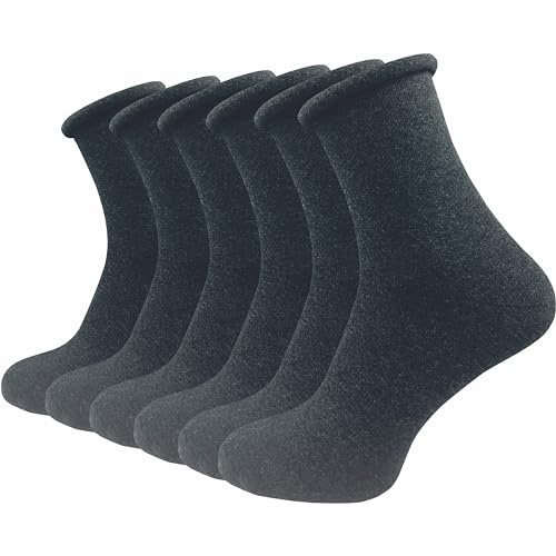 GAWILO Damen Socken mit Rollrand (6 Paar) | Ohne drückende Naht und ohne Gummidruck | Diabetikersocken mit verstärkter Ferse und Fußspitze