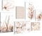 Novart Wandbilder Boho Blumen - KOMPLETT AUFHÄNGFERTIG - Beige Wohnzimmer Schlafzimmer - 7 Moderne Mood-Bilder - N023272a