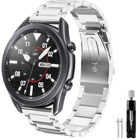 Syxinn Kompatibel mit Armband Galaxy Watch 46mm/Gear S3 Frontier/Classic/Galaxy Watch 3 45mm Armband, 22mm Edelstahl Metall Sports Uhrenarmbänd für Huawei Watch GT 3/2 46mmm/GT 2e/2 Pro