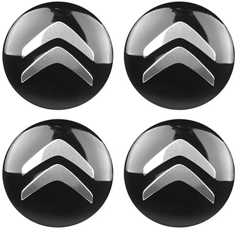 DADYM 4 x 60mm Cache moyeu pour Citroen C1 C2 C3 C4 C5,Autocollant 3D Silicone Cache-Moyeu avec Voiture Logo Cache Moyeux Autocollant Protection Jante Roue Badge,Black