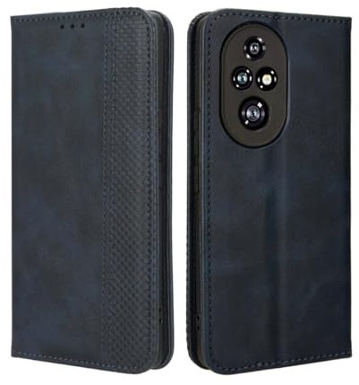 PEIYE Cover per Honor 200 Pro, Custodia Libro Flip in PU Pelle Portafoglio, Case Antiurto Soft con Porta Carte e Chiusura Magnetica, Funzione Stand - Blu