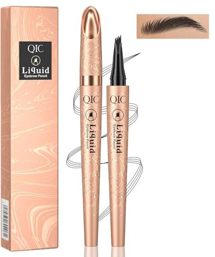 Augenbrauenstift, Light brown Wasserdichter Augenbrauenstift Härchenzeichnung, Flüssiger Augenbrauen stift 4 Punkte, Trocknend und Langlebig (4#Schwarz)