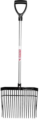 Red Gorilla Small Bedding Fork with Short D Handle Black Lightweight For Stable Bedding Mucking Out Metal Pitchfork for Hay and Garden Compost 110cm Long