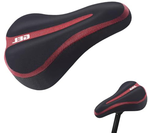 Housse Selle Velo Absorbant Les Chocs, Coussin de Selle pour Vélo en Silicone, Housse de Siège de Vélo en Gel, Housse de Selle de Vélo, Doux pour VTT de Montagne, Vélo de Route, 17 x 29,5 cm, Rouge
