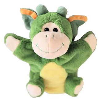 Inware Handpuppe Drache gelb/grün 22 cm Plüschdrache