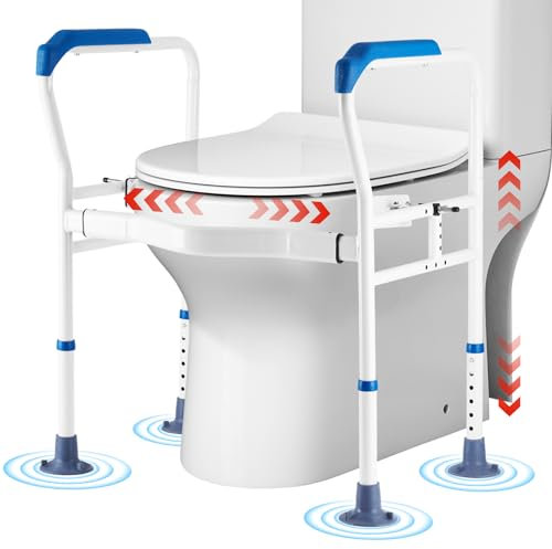 YUCHENGTECH Soporte de Seguridad para Inodoros Reposabrazos WC para Mayores Estructura de Apoyo para Inodoro Apoyabrazos WC Ajustables Soporta 150kg para Adultos Mayores Personas Minusvalidos