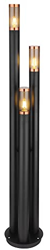Wegeleuchten Außen Edelstahl Außenlampe Standleuchte Gartenleuchte schwarz, Kupfer rauchfarben, 3 Flammig E27, DxH 28 x 170 cm