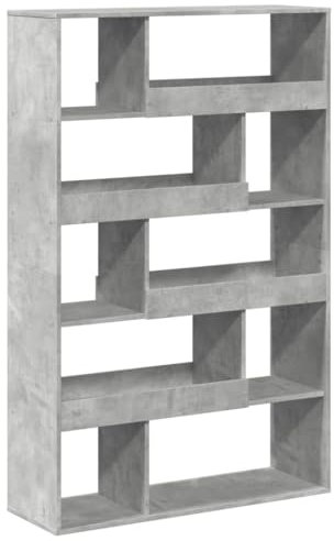 vidaXL Raumteiler, Raumtrenner mit 10 Fächern, Bücherregal für Wohnzimmer Büro, Wandregal Standregal Aktenregal, Betongrau Holzwerkstoff