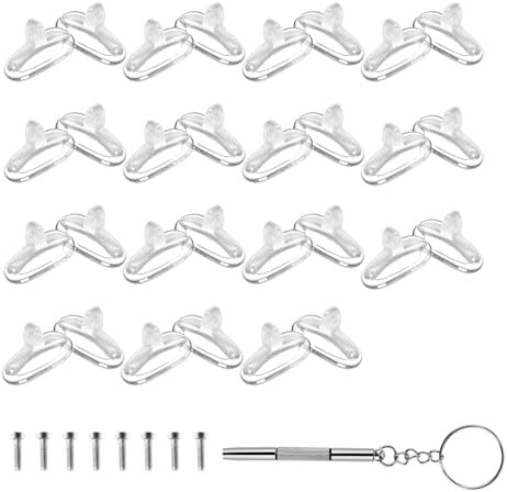 8 Pairs Eyeglass Nose Pads with Screws and Screw Driver, Oval Soft Nose Guards Anti Slip Push in GlassesReplacement Nose Pads Silicone Nose Rest Repair Kit for Eye Glasses Sunglasses(14 mm)
