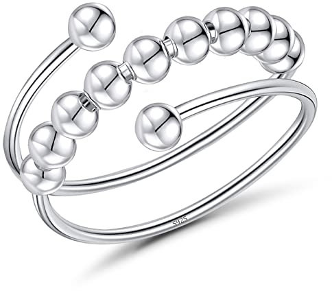 J.Fée Anxiety Ring Silber 925 Stress Ring Damen Stressring Silber Ringe 925 Frauen Angstring Silber Anxiety Ringe Verstellbar Ringe Für Frauen