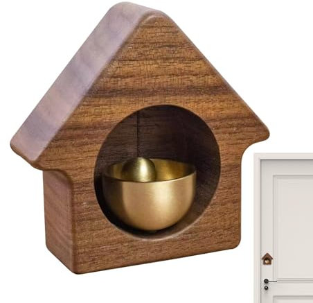 Timbre de puerta pequeño | Campana magnética de madera con campana de latón | Campanas de viento japonesas hechas a mano para tienda y hogar