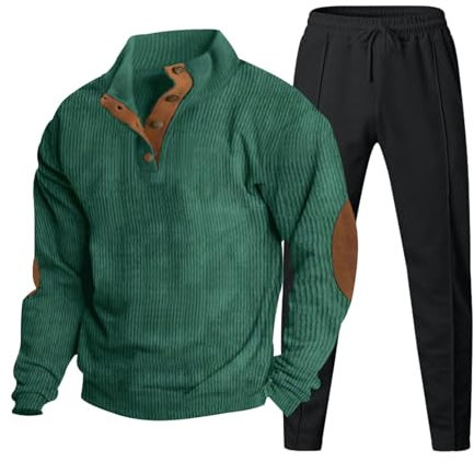 Tuta da allenamento per uomo, da jogging, da uomo, a maniche lunghe, da jogging, da uomo, da jogging, da 2 pezzi, da allenamento, da allenamento, da fitness, da casa, da regalo per bambini, verde,