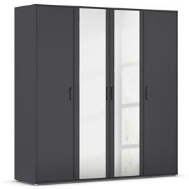 Drehtürenschrank >Voyager< 7 Böden, 1 Stange, grau metallic/Spiegel - 187x194x53cm (B/H/T)