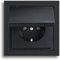 Busch-Jaeger future® linear Komplett-Set: 20 EUK-885 SCHUKO® Steckdosen-Einsatz mit Klappdeckel + 1721-885K Abdeckrahmen 1-fach, Future Linear schwarz matt