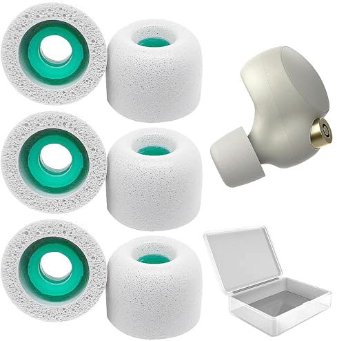 3 Paar Memory Foam Ear Buds Ersatz Ohrstöpsel für Sony WF-1000XM4, Schaumstoff-Ohrstöpsel für Sony WF-1000XM3, WF-1000XM4, WF-1000XM5, Link Buds S (M, Grau)