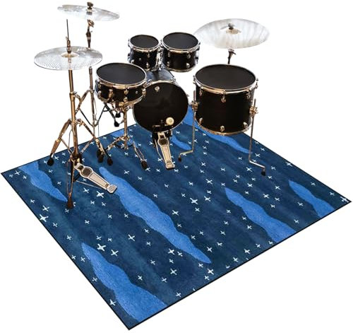 Tapis de Tambour Insonorisé, 120 x 100 cm Tapis pour Batterie Antidérapant Acoustique pour Kits de Batterie électronique Grosse Caisse Caisse Claire Et Autres Jeux de Bases Moquette Tapis Batterie