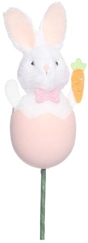 JISADER Hase Plüschpuppe Stab Ostern Deko Partybedarf Handwerk Geschenk DIY Blumenstrauß Zubehör, Rosa