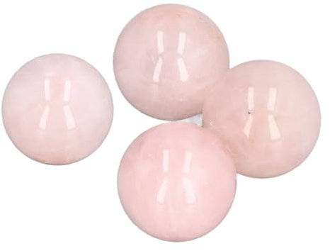 AKLOSIPY 4 Pièces de Quartz Rose S 0,8 Pouces de Diamètre – Guérison C ou Rgie Négative, Méditation et Décoration DIY – Sphère de Quartz Rose et STO pour la Guérison