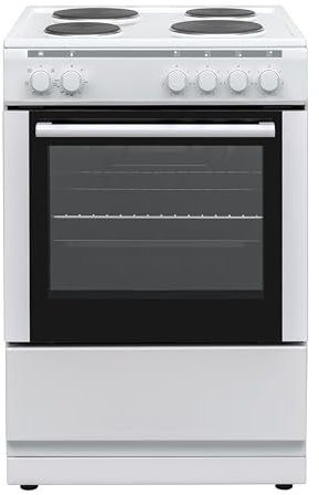 Electra 60cm Electric Cooker with Solid Plate Hob - White - A Rated