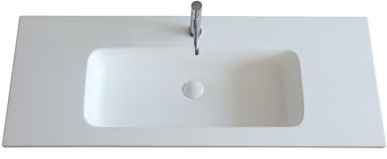 BRIDGE BENO Weißes Eck-Einbauwaschbecken 120x14,3x46cm | Aufsatzwaschbecken mit Hahnloch, ohne Überlauf – Ideal für Bad