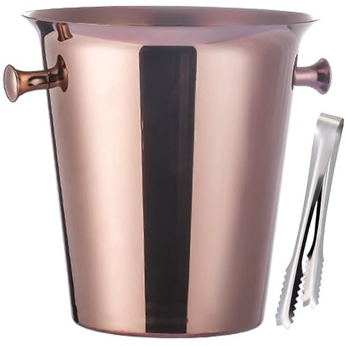 WANGJIANPENGPL 5-Liter Eiskübel, Getränkekühler mit Griffen, Champagner Kühler mit Clip, Große Sektkühler Schale für Champagner, Cocktails und Wein(Pink)