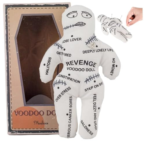Voodoo-Puppen, 21, 6 x 13 cm, weiße Polyester-Baumwolle, Gruselpuppe mit unheimlichem Aufdruck, Gruselpuppe, Rache, Negative Horrorpuppen zur emotionalen Entlastung, Horrorpuppen