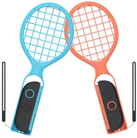 Sehawei Tennisschläger für Nintendo Switch 2 (2025) Ma-rio Tennis Aces Spiele Tennis Racket für Switch 2/Switch 2017/Switch Oled JoyCon Controllers (2 Stück, Blau und Rot)