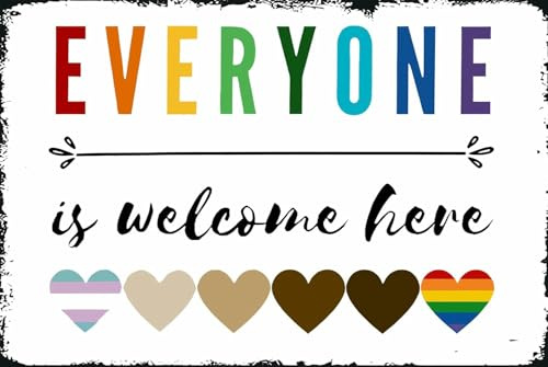 Inklusive Klassenzimmer-Boho-Regenbogen-Dekor, in diesem Klassenzimmer-Poster Everyone is Welcome Her Educational Diversity, Wandkunst, Metall-Blechschild, 20,3 x 30,5 cm