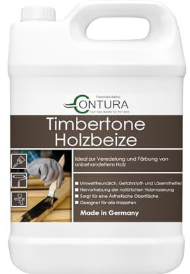 Contura Holzbeize Timbertone Holzfarbe Tischler Positiv Beize Holz Farbe Wasserbeize Modern Parkett Möbel (Amerikanisch Nussbaum, 5 Liter)