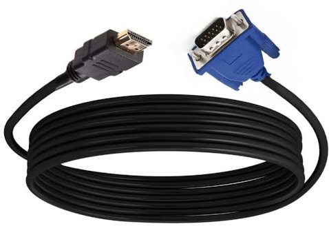 Hanprmeee HDMI to VGA Cable, Gold Plated 1080P/60Hz HDMI Male to VGA Male 15 Pin Adapter Digital Video Converter Cord Lead One way Transmitter for Projector, Computer,Roku, Monitor (3M)