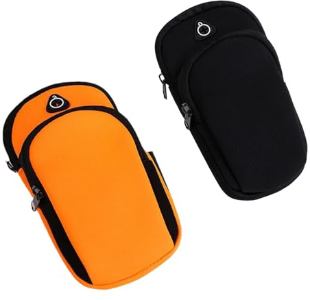 2er-Pack Armband Armtasche, Sportarmband mit verstellbarem Schultergurt und Zipper-Tasche für Handy, Schlüssel und Zubehör, ideal für Laufen, Fitness und Radfahren, elastisches, atmungsaktiv