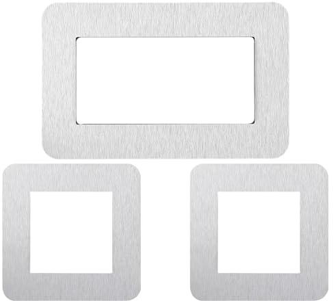 Light Switch Surround, Light Switch Cover Plates, Silver 3PCS Set by DWUENT Brushed Acrylic Protective Frames for UK Standard Switches & Sockets, Easy Peel & Stick Installation