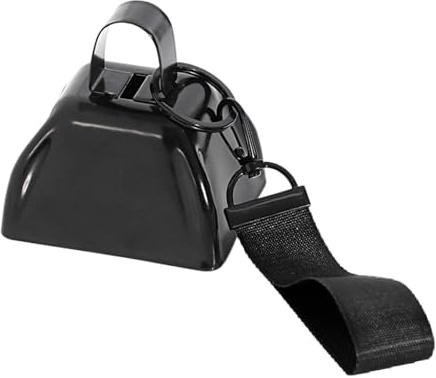 MotiveTech Kompakte Kuhglocke Aus Metall mit Handschlaufe, Laute Hand, Sport, Hochzeiten, Partys, Kurse, Geeignet für Feiern, Schwarz