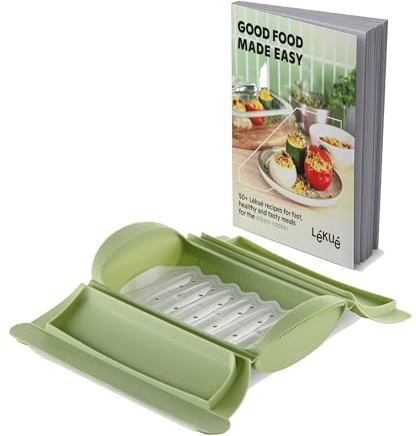 Lékué Silicone Steam Cooker with Tray and Recipe Book Set, 2p