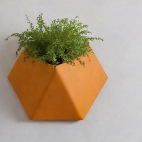 Wall-Mounted Geometric Plant Pot – Modern Indoor/Outdoor Planter (1, Matt Mandarin Orange)