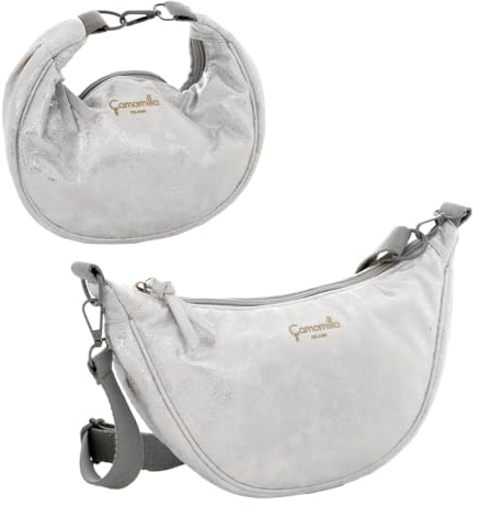 Camomilla Milano Borsa a Tracolla Donna, Similpelle, Collezione Lulu, Misura M, Colore Argento