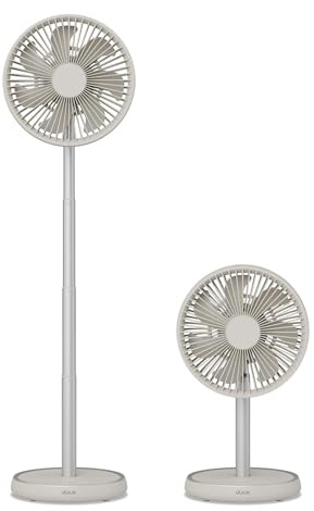 Duux Rize Personal Wireless Fan, 4 Variable Cooling Speeds, Telescopic Extendable Tube to Transform From Desk Fan to Standing Fan, Up to 15 Hours Battery, USB-C, Stone
