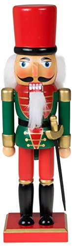 Traditional Christmas Green and Red Soldier Nutcracker | Soldier Outfit with Sword | Festive Christmas Decor | 10 Tall Perfect for Shelves and Tables